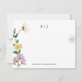 Elegante Wildblumen Couple Initials floral Mitteilungskarte
