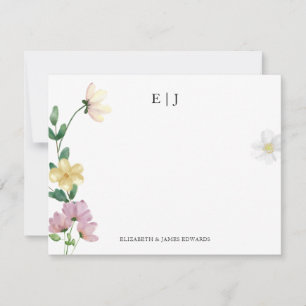 Elegante Wildblumen Couple Initials floral Mitteilungskarte