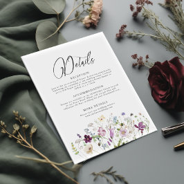 Elegante Wildblumen Eintrittskarte für Hochzeitdet Begleitkarte