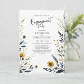 Elegante Wildblumen Engagement Partei Einladung (Stehend Vorderseite)