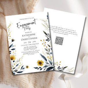 Elegante Wildblumen Engagement Partei Einladung