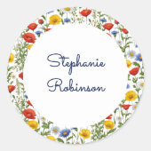 Elegante Wildblumen Farbenfrohe Blumenpracht Indiv Runder Aufkleber (Vorderseite)