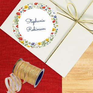 Elegante Wildblumen Farbenfrohe Blumenpracht Indiv Runder Aufkleber