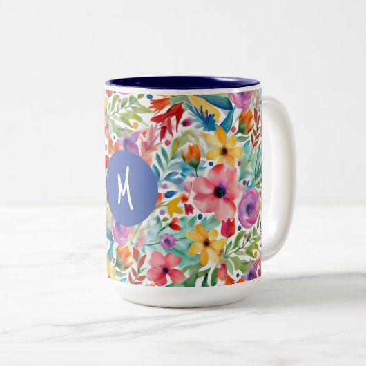 Elegante Wildblumen, floral & botanisch Zweifarbige Tasse (VorderseiteRechts)
