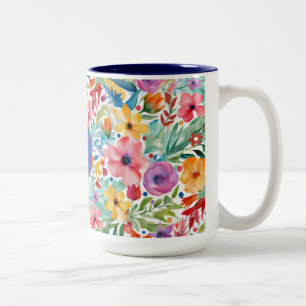 Elegante Wildblumen, floral & botanisch Zweifarbige Tasse