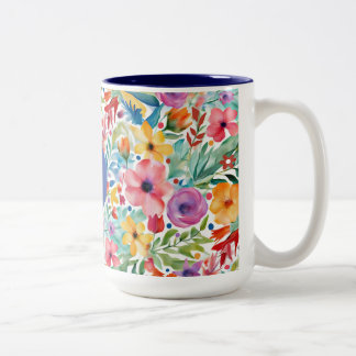 Elegante Wildblumen, floral & botanisch Zweifarbige Tasse