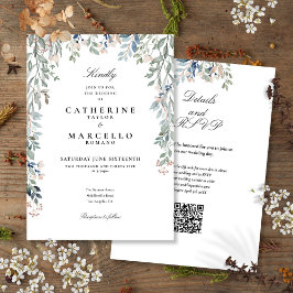 Elegante Wildblumen floral QR Code Hochzeit Einladung
