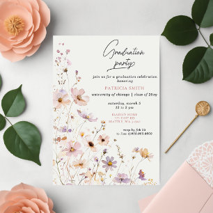 Elegante Wildblumen Foto Graduation Party Einladung