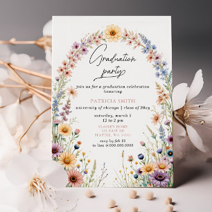 Elegante Wildblumen Foto Graduation Party Einladung