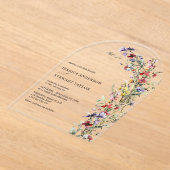 Elegante Wildblumen Foto Hochzeit Acryleinladungen (Ablage )
