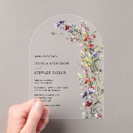 Elegante Wildblumen Foto Hochzeit Acryleinladungen