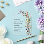 Elegante Wildblumen Foto Hochzeit Acryleinladungen (Insitu (Hochzeit))