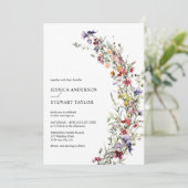 Elegante Wildblumen Foto Hochzeit Einladung (Stehend Vorderseite)
