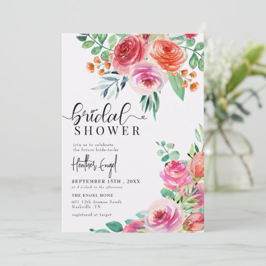 Elegante Wildblumen | Frühjahr Sommer-Brautparty Einladung (Stehend Vorderseite)