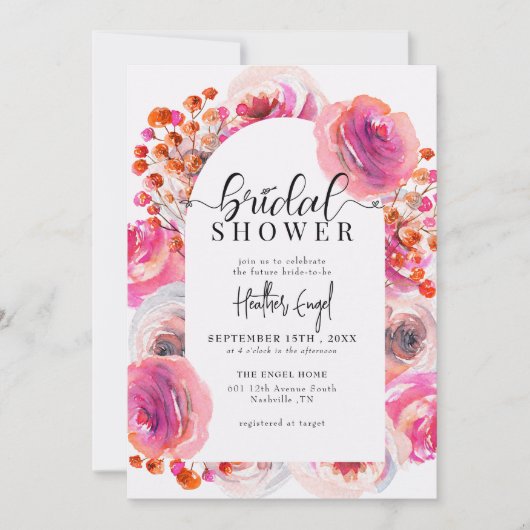 Elegante Wildblumen | Frühjahr Sommer-Brautparty Einladung (Vorderseite)