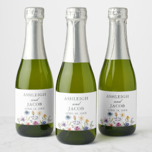 Elegante Wildblumen-Frühlingshochzeit Benutzerdefi Schaumweinetikett