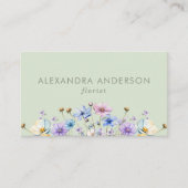 Elegante Wildblumen für die Wasserfarben Minimal Visitenkarte (Vorderseite)