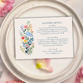 Elegante Wildblumen Garden Wedding Details Begleitkarte