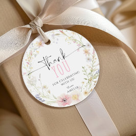 Elegante Wildblumen-Geburtstags-Dankeschön-Anhänge Geschenkanhänger