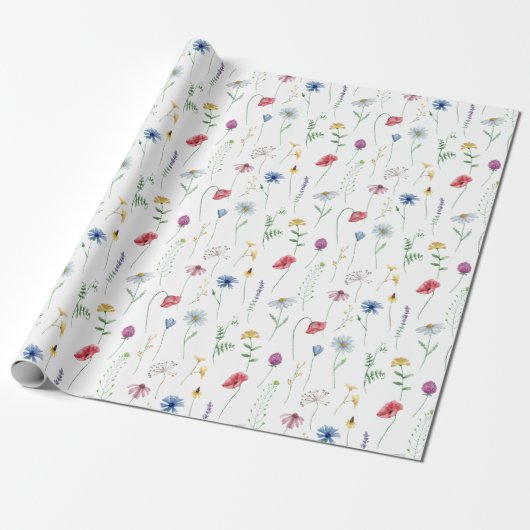 Elegante Wildblumen Geschenkpapier (Ungerollt)