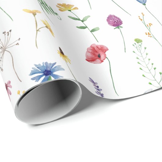 Elegante Wildblumen Geschenkpapier (Rolleneckpunkt)