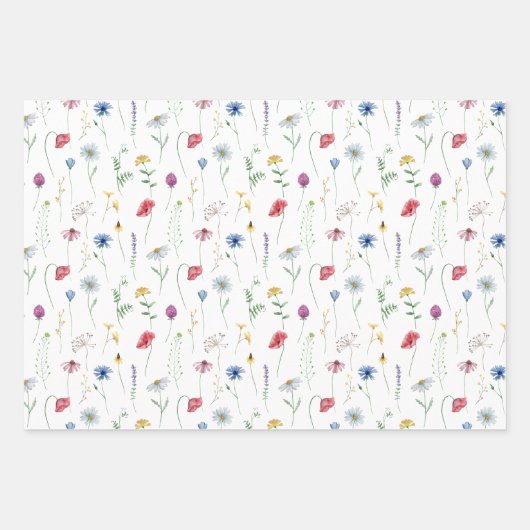 Elegante Wildblumen Geschenkpapier Set (Vorderseite)