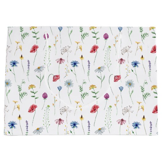 Elegante Wildblumen Große Geschenktüte (Vorderseite)