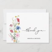 Elegante Wildblumen Hochzeit Dankeskarte (Vorderseite)