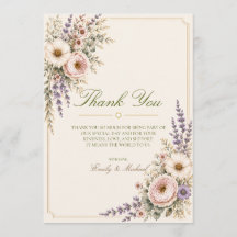 Elegante Wildblumen-Hochzeit-Dankeskarten