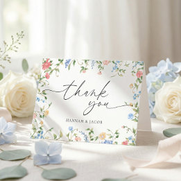 Elegante Wildblumen-Hochzeit-Dankeskarten Dankeskarte