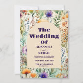 Elegante Wildblumen Hochzeit Einladung (Vorderseite)