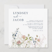 Elegante Wildblumen Hochzeit Einladung (Vorderseite)