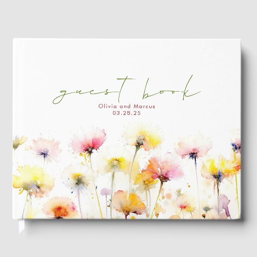 Elegante Wildblumen Hochzeit Gästebuch (Vorderseite)