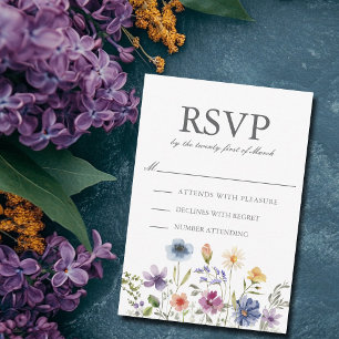 Elegante Wildblumen-Hochzeit im Frühling RSVP Karte
