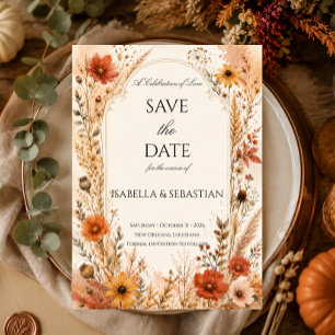 Elegante Wildblumen-Hochzeit im Herbst Save The Date
