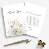 Elegante Wildblumen Hochzeit im Wasser Dankeskarte