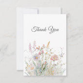 Elegante Wildblumen Hochzeit im Wasser Dankeskarte (Vorderseite)