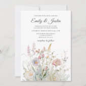 Elegante Wildblumen Hochzeit im Wasser Einladung (Vorderseite)