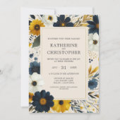 Elegante Wildblumen Hochzeit in Beige Einladung (Vorderseite)