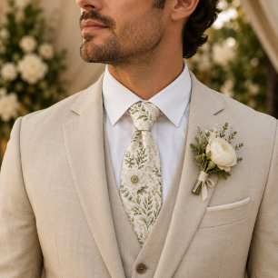 Elegante Wildblumen-Hochzeit in Salbeigrün Botanic Krawatte