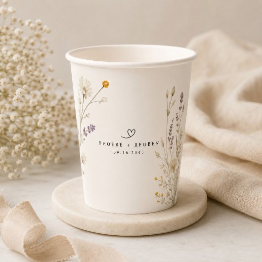 Elegante Wildblumen-Hochzeit Pappbecher