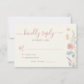 Elegante Wildblumen Hochzeit RSVP Karte (Vorderseite)