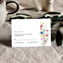 Elegante Wildblumen Hochzeit RSVP
