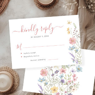 Elegante Wildblumen Hochzeit RSVP Karte
