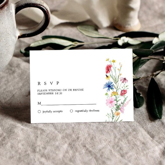 Elegante Wildblumen Hochzeit RSVP Karte