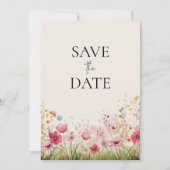 Elegante Wildblumen-Hochzeit Save The Date (Vorderseite)