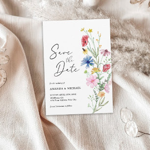 Elegante Wildblumen-Hochzeit Save The Date