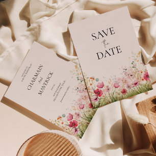 Elegante Wildblumen-Hochzeit Save The Date