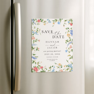 Elegante Wildblumen-Hochzeit 'Save the Date' Magneteinladung