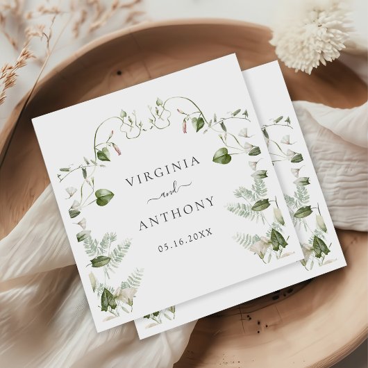 Elegante Wildblumen Hochzeit Serviette